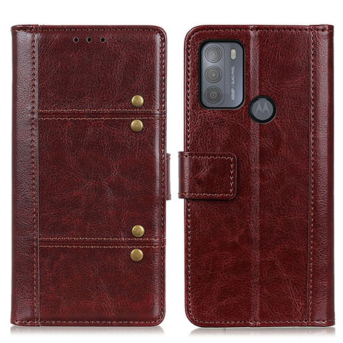 Leather Case Stands Flip Cover Holder M06L for Motorola Moto G50 Brown