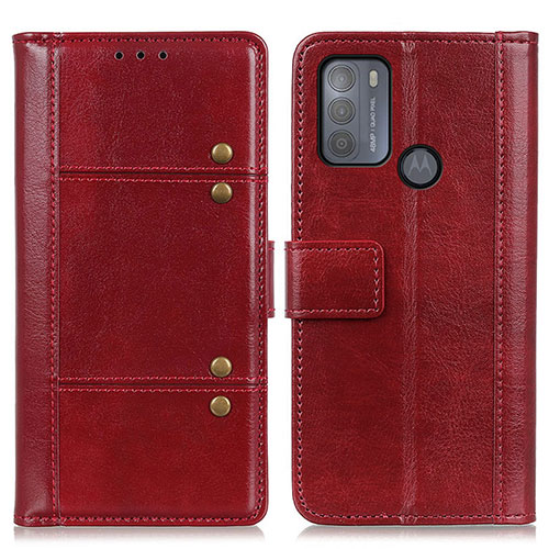 Leather Case Stands Flip Cover Holder M06L for Motorola Moto G50 Red