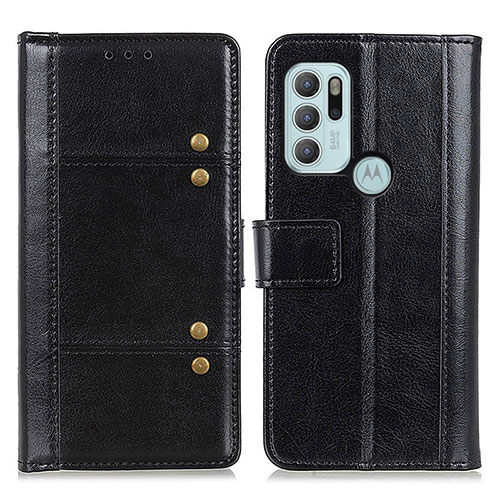 Leather Case Stands Flip Cover Holder M06L for Motorola Moto G60s Black
