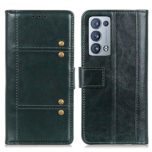 Leather Case Stands Flip Cover Holder M06L for Oppo Reno6 Pro 5G Green