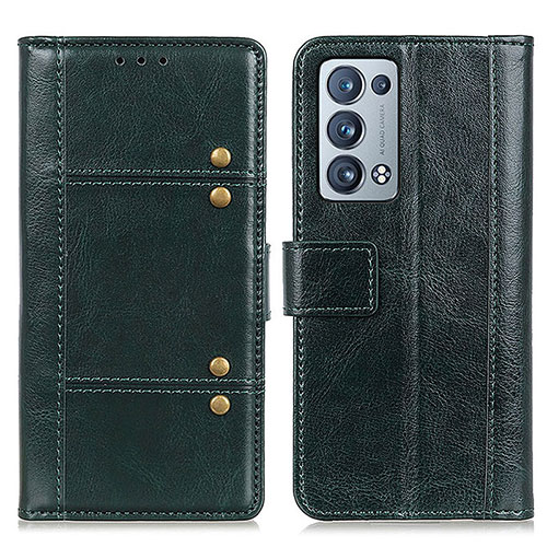 Leather Case Stands Flip Cover Holder M06L for Oppo Reno6 Pro+ Plus 5G Green