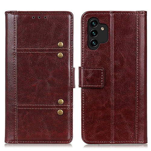 Leather Case Stands Flip Cover Holder M06L for Samsung Galaxy A04s Brown