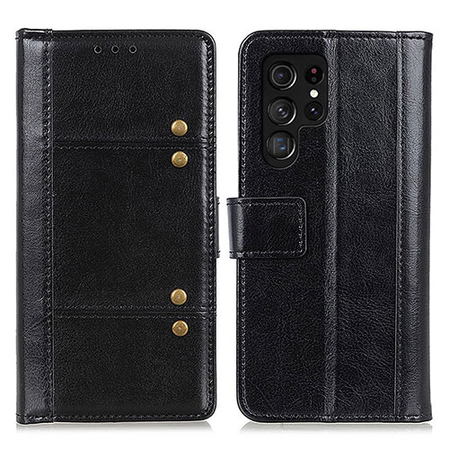 Leather Case Stands Flip Cover Holder M06L for Samsung Galaxy S21 Ultra 5G Black