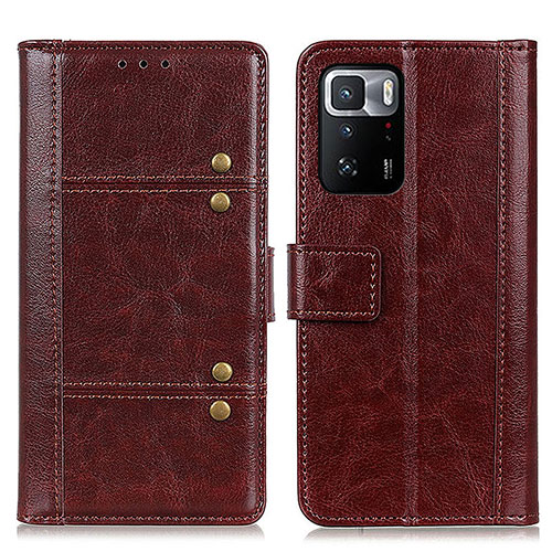 Leather Case Stands Flip Cover Holder M06L for Xiaomi Poco X3 GT 5G Brown
