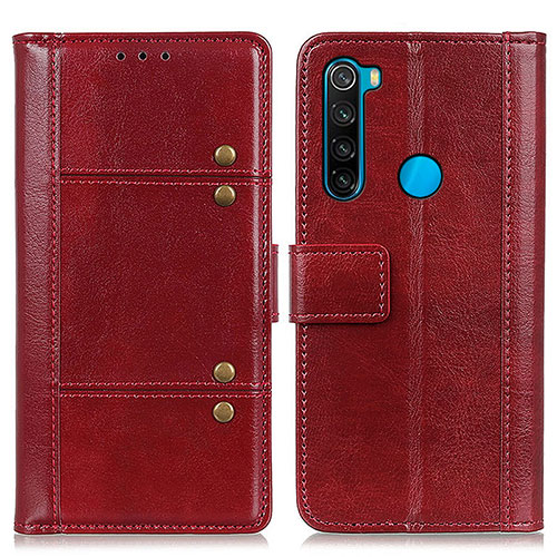Leather Case Stands Flip Cover Holder M06L for Xiaomi Redmi Note 8 (2021) Red