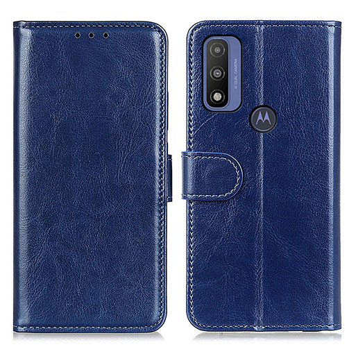 Leather Case Stands Flip Cover Holder M07L for Motorola Moto G Pure Blue