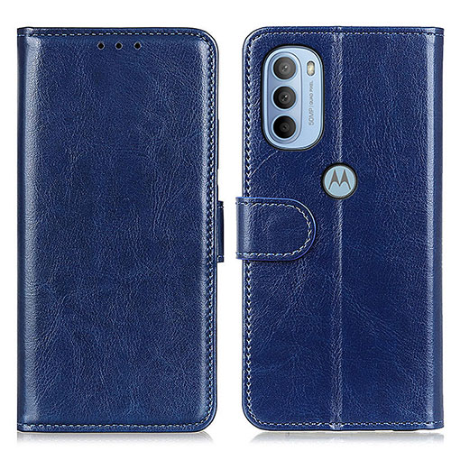 Leather Case Stands Flip Cover Holder M07L for Motorola Moto G31 Blue