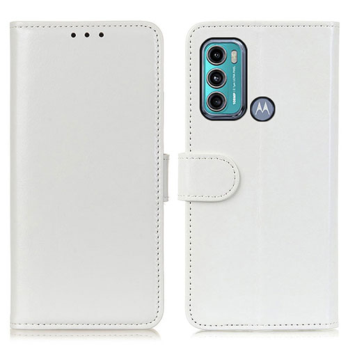 Leather Case Stands Flip Cover Holder M07L for Motorola Moto G60 White