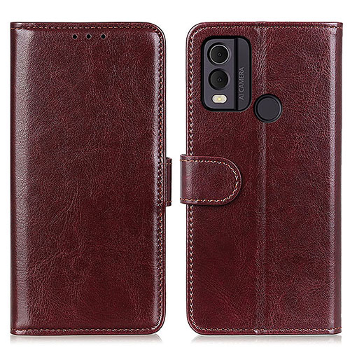Leather Case Stands Flip Cover Holder M07L for Nokia C22 Brown