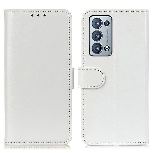 Leather Case Stands Flip Cover Holder M07L for Oppo Reno6 Pro 5G White
