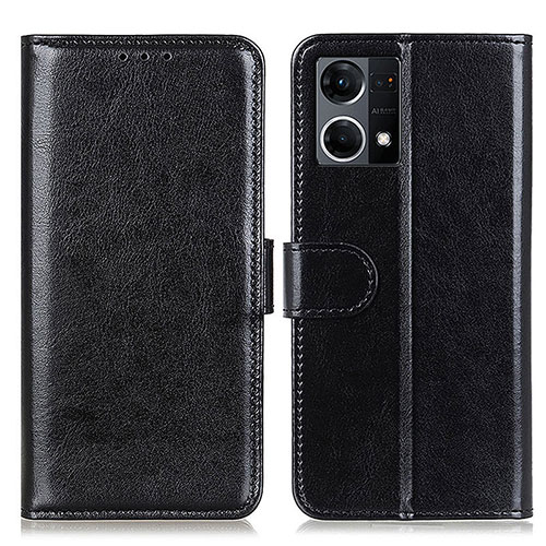 Leather Case Stands Flip Cover Holder M07L for Oppo Reno7 4G Black