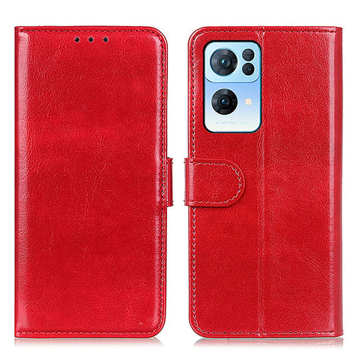 Leather Case Stands Flip Cover Holder M07L for Oppo Reno7 Pro 5G Red