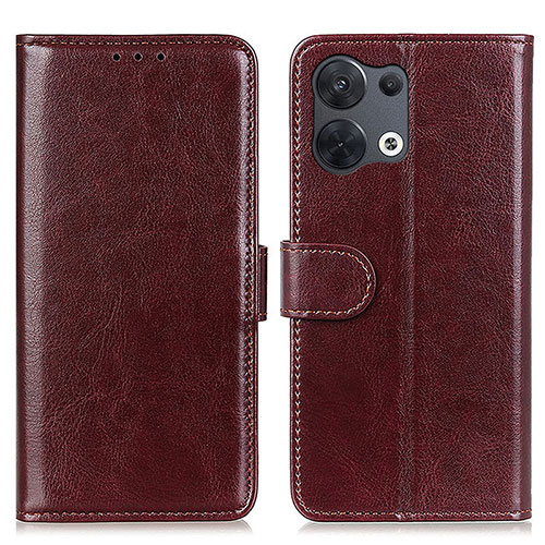 Leather Case Stands Flip Cover Holder M07L for Oppo Reno8 Pro 5G Brown