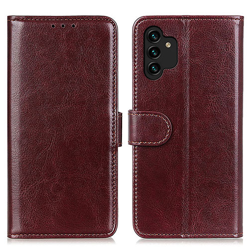 Leather Case Stands Flip Cover Holder M07L for Samsung Galaxy A04s Brown