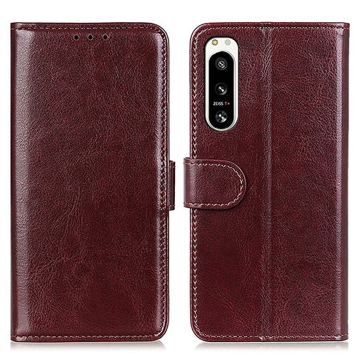 Leather Case Stands Flip Cover Holder M07L for Sony Xperia 5 IV Brown