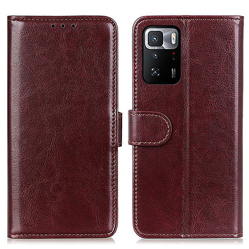 Leather Case Stands Flip Cover Holder M07L for Xiaomi Poco X3 GT 5G Brown