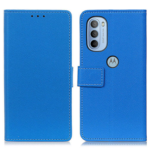 Leather Case Stands Flip Cover Holder M08L for Motorola Moto G31 Blue