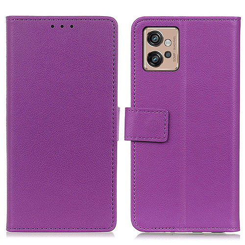 Leather Case Stands Flip Cover Holder M08L for Motorola Moto G32 Purple