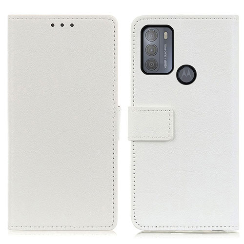 Leather Case Stands Flip Cover Holder M08L for Motorola Moto G50 White