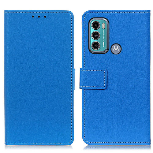 Leather Case Stands Flip Cover Holder M08L for Motorola Moto G60 Blue