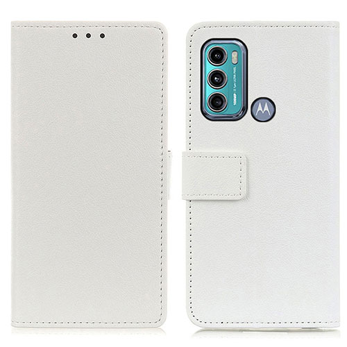 Leather Case Stands Flip Cover Holder M08L for Motorola Moto G60 White