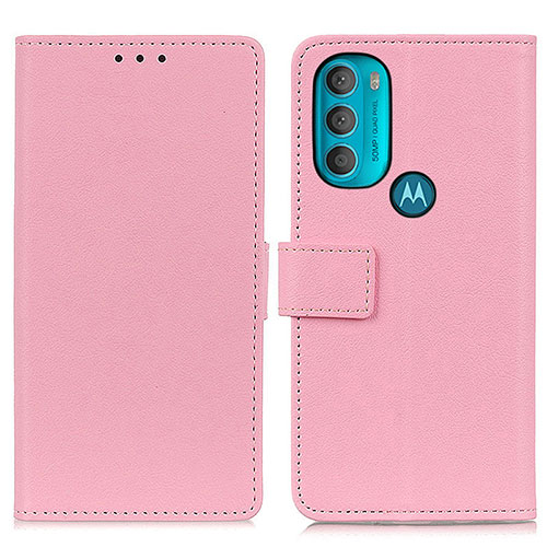 Leather Case Stands Flip Cover Holder M08L for Motorola Moto G71 5G Pink