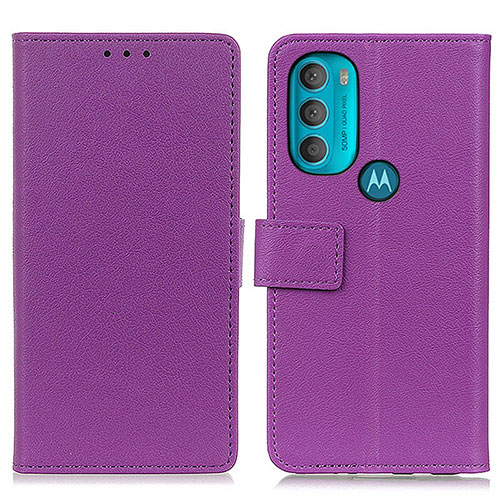 Leather Case Stands Flip Cover Holder M08L for Motorola Moto G71 5G Purple