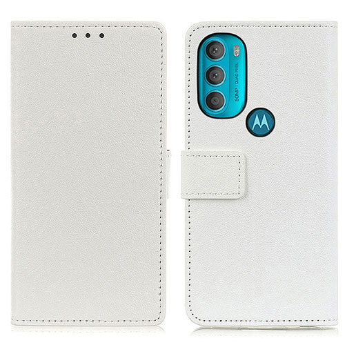 Leather Case Stands Flip Cover Holder M08L for Motorola Moto G71 5G White
