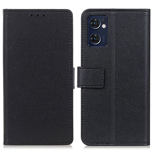 Leather Case Stands Flip Cover Holder M08L for Oppo Reno7 5G Black