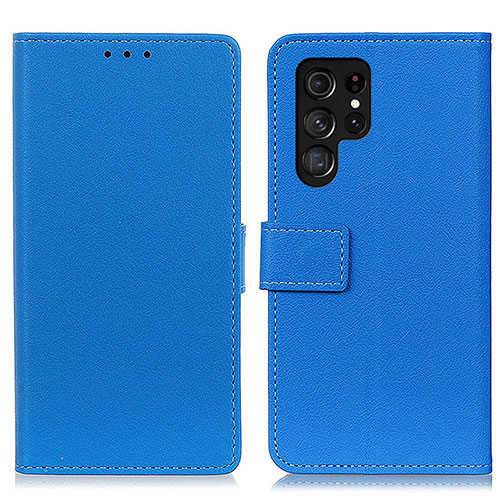 Leather Case Stands Flip Cover Holder M08L for Samsung Galaxy S21 Ultra 5G Blue