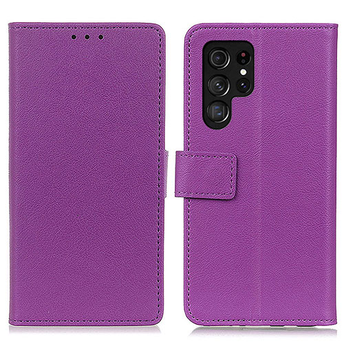 Leather Case Stands Flip Cover Holder M08L for Samsung Galaxy S21 Ultra 5G Purple