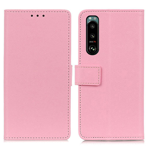 Leather Case Stands Flip Cover Holder M08L for Sony Xperia 5 III Pink