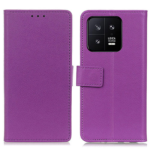 Leather Case Stands Flip Cover Holder M08L for Xiaomi Mi 13 Pro 5G Purple