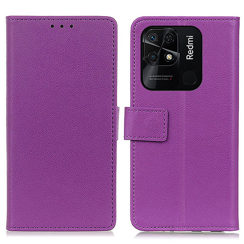 Leather Case Stands Flip Cover Holder M08L for Xiaomi Redmi 10 Power Purple