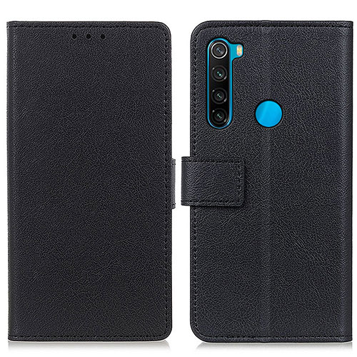 Leather Case Stands Flip Cover Holder M08L for Xiaomi Redmi Note 8 (2021) Black
