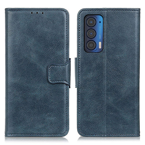 Leather Case Stands Flip Cover Holder M09L for Motorola Moto Edge (2021) 5G Blue