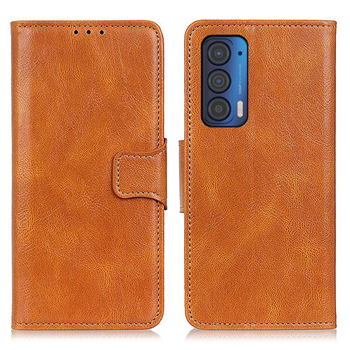 Leather Case Stands Flip Cover Holder M09L for Motorola Moto Edge (2021) 5G Brown