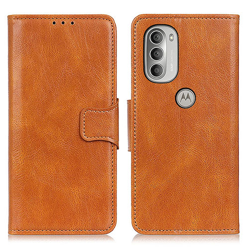Leather Case Stands Flip Cover Holder M09L for Motorola Moto G51 5G Brown