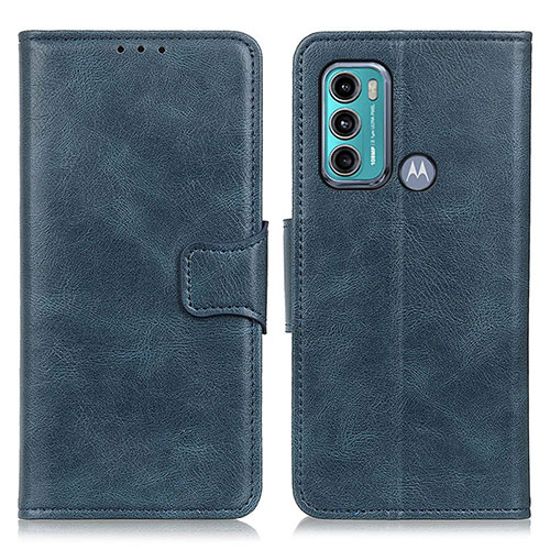 Leather Case Stands Flip Cover Holder M09L for Motorola Moto G60 Blue