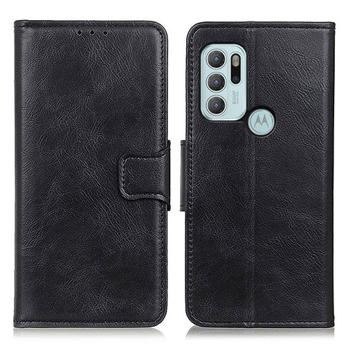 Leather Case Stands Flip Cover Holder M09L for Motorola Moto G60s Black