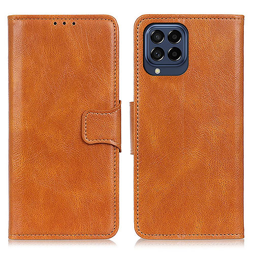 Leather Case Stands Flip Cover Holder M09L for Samsung Galaxy M53 5G Brown