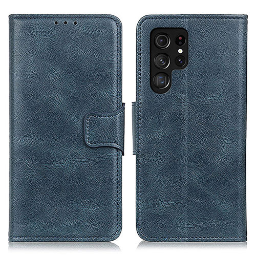 Leather Case Stands Flip Cover Holder M09L for Samsung Galaxy S21 Ultra 5G Blue