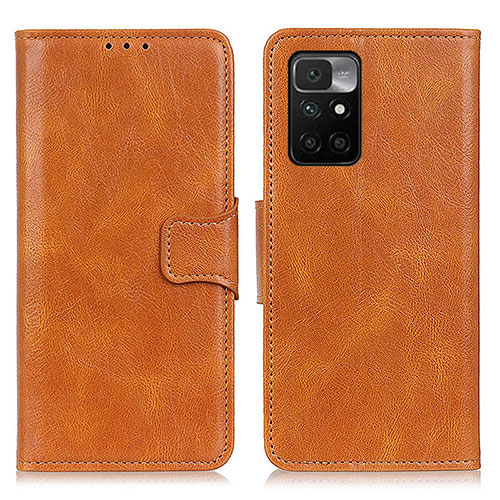 Leather Case Stands Flip Cover Holder M09L for Xiaomi Redmi 10 (2022) Brown