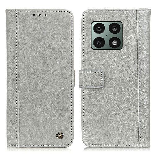 Leather Case Stands Flip Cover Holder M10L for OnePlus 10 Pro 5G Gray