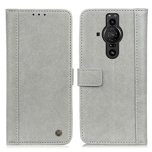 Leather Case Stands Flip Cover Holder M10L for Sony Xperia PRO-I Gray