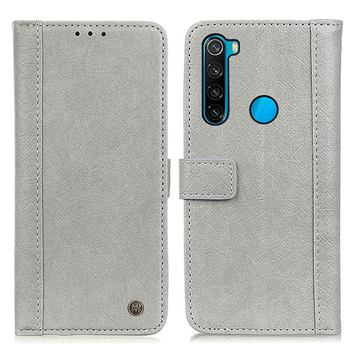 Leather Case Stands Flip Cover Holder M10L for Xiaomi Redmi Note 8 (2021) Gray