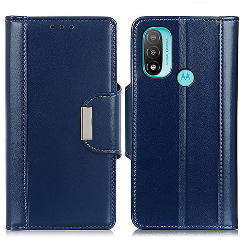 Leather Case Stands Flip Cover Holder M11L for Motorola Moto E20 Blue