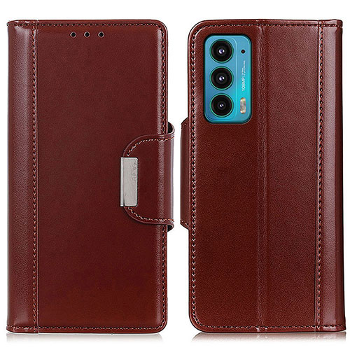 Leather Case Stands Flip Cover Holder M11L for Motorola Moto Edge 20 5G Brown