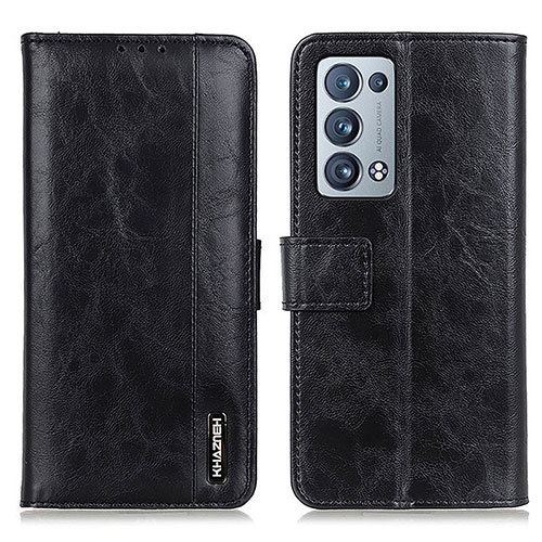 Leather Case Stands Flip Cover Holder M11L for Oppo Reno6 Pro+ Plus 5G Black