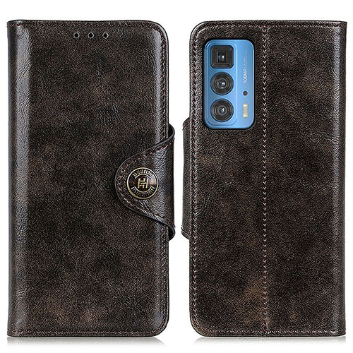 Leather Case Stands Flip Cover Holder M12L for Motorola Moto Edge 20 Pro 5G Bronze